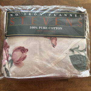 VTG STEVENS 4 PC Twin SHEET SET~SHEETS~BEDDING~100% COTTON FLANNEL~Classic Rose
